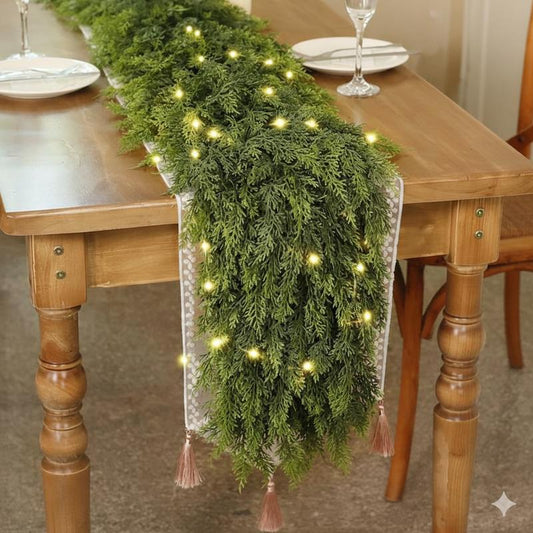 2PCS 6FT Pre-lit Christmas Cedar Garland with LED Lights-Buy more save more